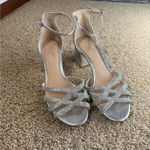 Elegant Silver Strappy Heels